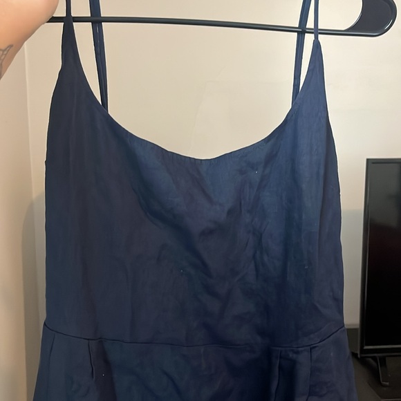 Quince 100% European Linen Scoop Neck Midi Dress - Navy - Picture 10 of 11